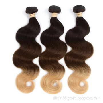 Human Hair Extensions Ombre Color, 3 Tone Color T1B 4 27 Virgin Brazilian Ombre Human Hair